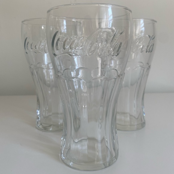 VTG Coca-Cola Classic Collectible Embossed Clear Drinking Glasses 16oz Set Of 3 - Picture 9 of 11